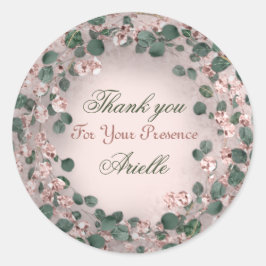 Adesivo Redondo Obrigado Eucalyptus Birthday Mint Greenery Powder