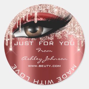 Adesivo Redondo Obrigado Eyelash Rosa Burgund Com Amor