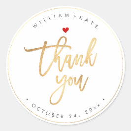 Adesivo Redondo Obrigado, Faux Dourado Script Moderno Faça Um Plan