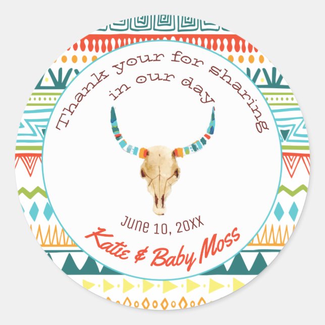 Adesivo Redondo Obrigado Favor Sticker | Boho Chic (Frente)