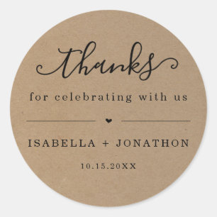 Adesivo Redondo Obrigado Favor Sticker - Kraft