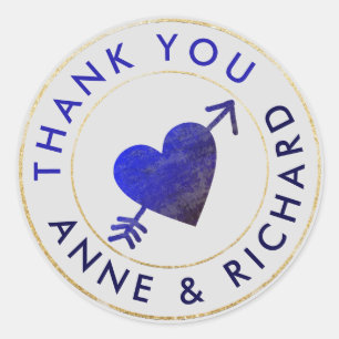 Adesivo Redondo obrigado. favores do casamento, azuis