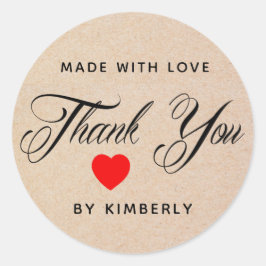 Adesivo Redondo Obrigado Feita com Amor