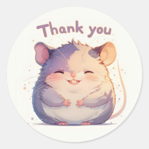 Adesivo Redondo Obrigado Feliz Mouse Cuzinho
