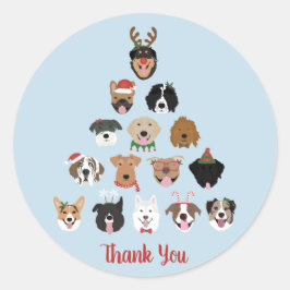 Adesivo Redondo Obrigado Feliz Pawlidays Cachorro Árvore De Natal
