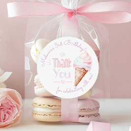 Adesivo Redondo obrigado festa de aniversário do sorvete