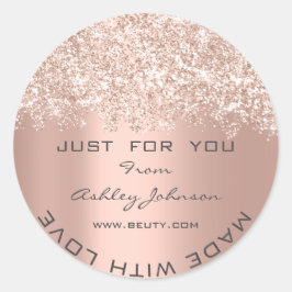 Adesivo Redondo Obrigado, Fez Com Amor, Confetti Rosa Ets