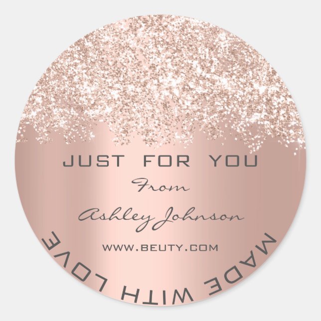 Adesivo Redondo Obrigado, Fez Com Amor, Confetti Rosa Ets (Frente)