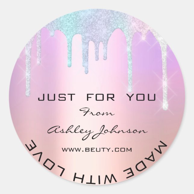 Adesivo Redondo Obrigado, Fez Com Amor O Holgrap Rosa Rosa Rosa Ro (Frente)