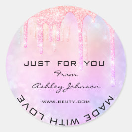 Adesivo Redondo Obrigado, Fez Com O Amor Com Glitter