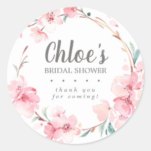 Adesivo Redondo Obrigado floral cor-de-rosa rústico do chá de