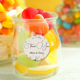 Adesivo Redondo obrigado floral de chic boêmia você casamento