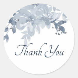 Adesivo Redondo Obrigado floral de cor aquosa azul, rua redonda cl
