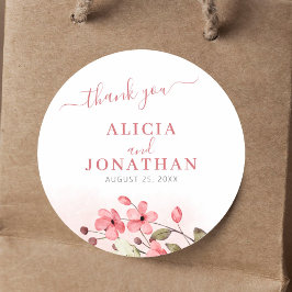 Adesivo Redondo Obrigado floral russo elegante de aquarela você ca