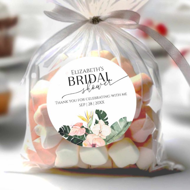 Adesivo Redondo Obrigado Floral Tropical para você (Criador carregado)