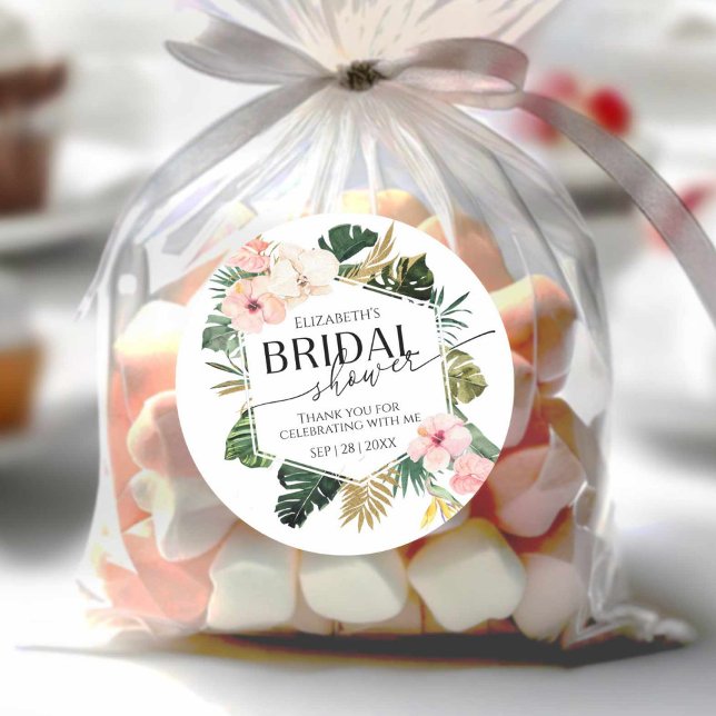 Adesivo Redondo Obrigado Floral Tropical para você (Criador carregado)