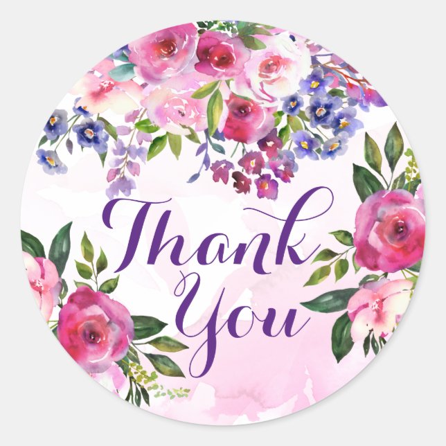 Adesivo Redondo Obrigado, Flores, Stickers (Frente)