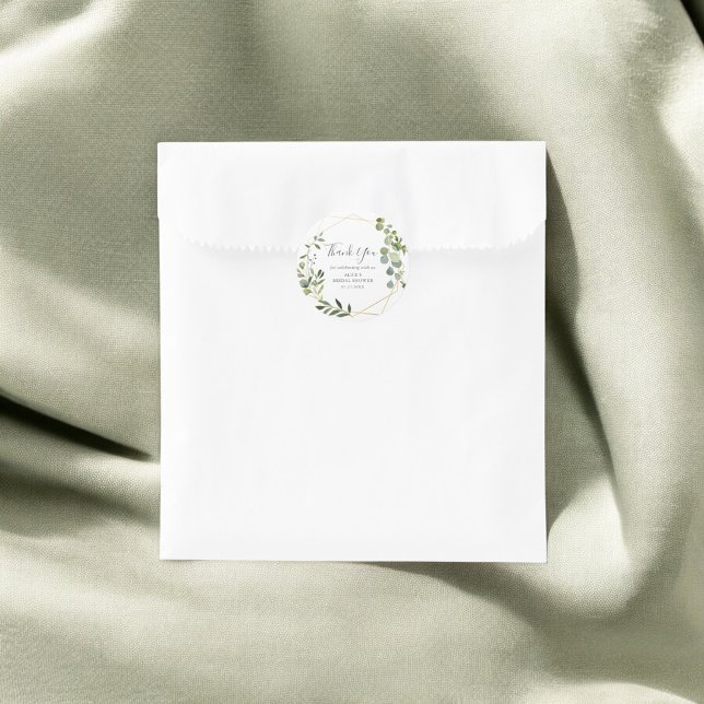 Adesivo Redondo Obrigado Folhas de Verdura Chá de Noiva (Criador carregado)