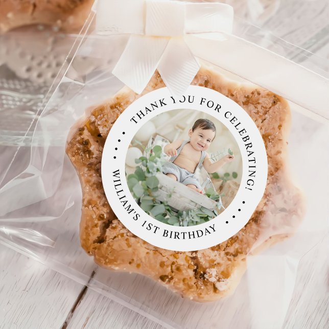 Adesivo Redondo Obrigado Foto de Aniversário (Criador carregado)