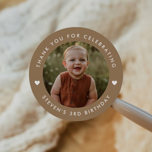 Adesivo Redondo Obrigado Foto de Aniversário (Criador carregado)