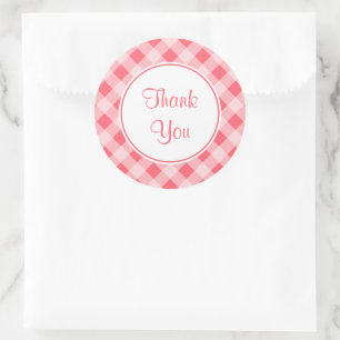 Adesivo Redondo Obrigado Gingham Kitchen Stickers