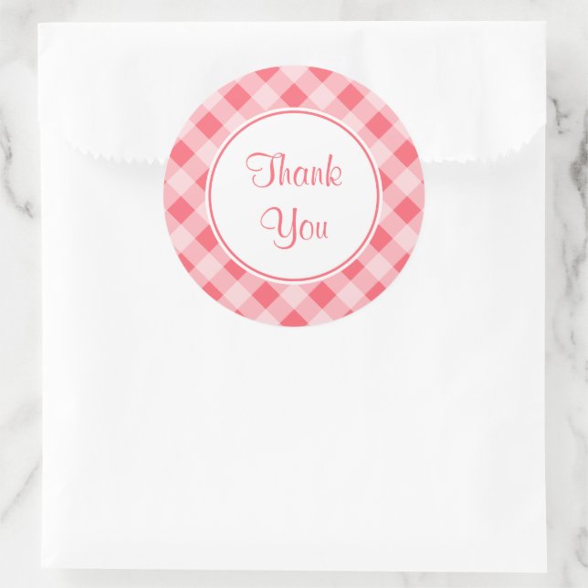 Adesivo Redondo Obrigado Gingham Kitchen Stickers (Bolsa)