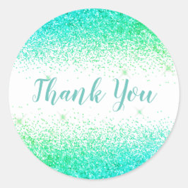 Adesivo Redondo Obrigado Glam Green Glitter Elegante Girly Script