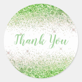 Adesivo Redondo Obrigado Glam Limão Glitter Elegante Girly Script