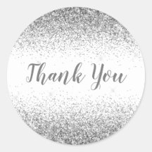 Obrigado Glam Silver Glitter Elegante Girly Script