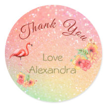 Obrigado Glitter Flamingo Tropical Floral