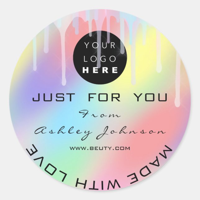 Adesivo Redondo Obrigado Hológrafo De Logotipo Feito Com Drives De (Frente)