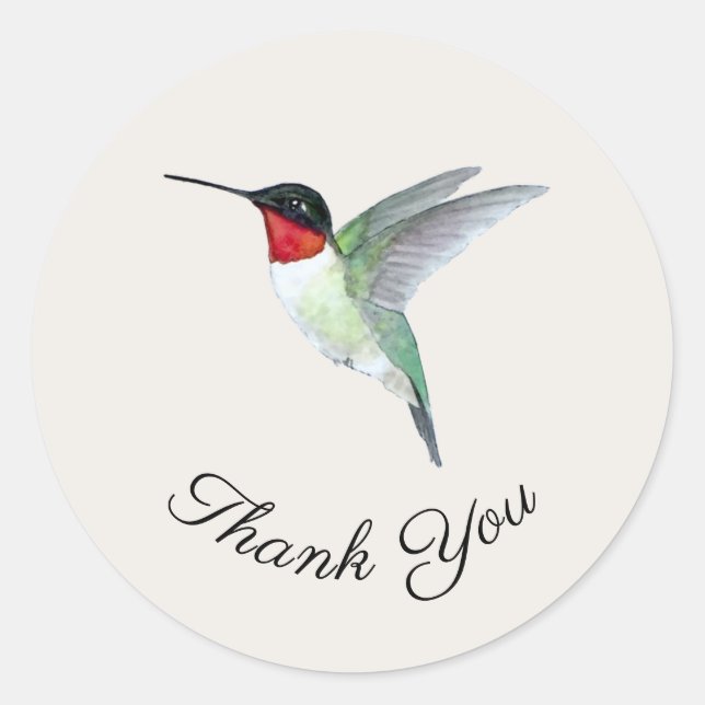 Adesivo Redondo Obrigado, Hummingbird Sticker (Frente)