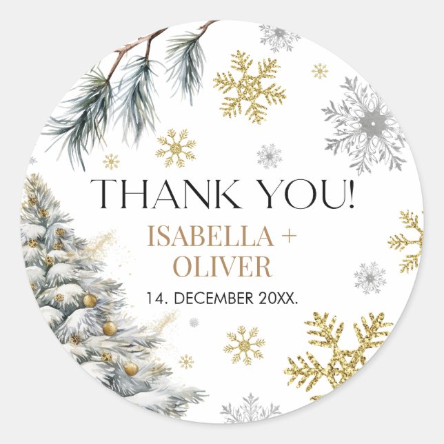 Adesivo Redondo Obrigado Inverno  (Frente)