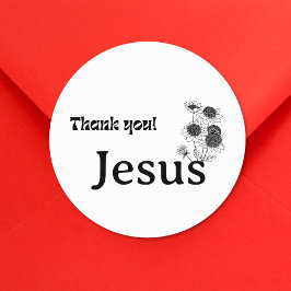 Adesivo Redondo Obrigado Jesus Sunflower Black White Christian