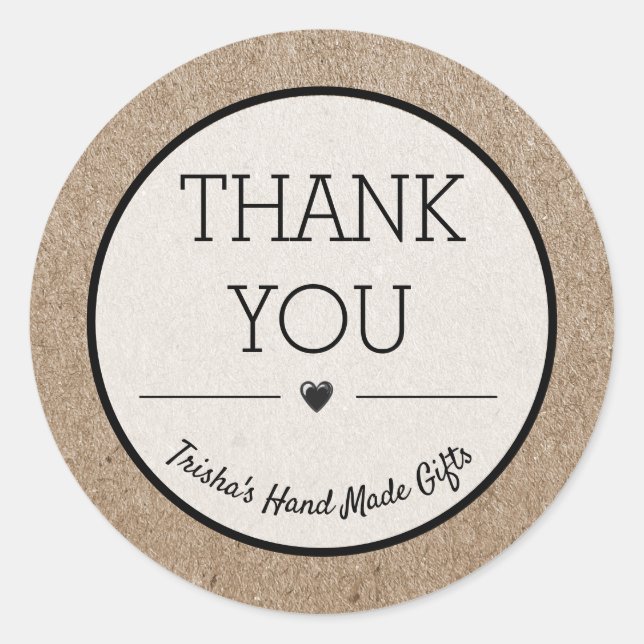 Adesivo Redondo Obrigado Kraft Paper Design Pequenas Empresas (Frente)