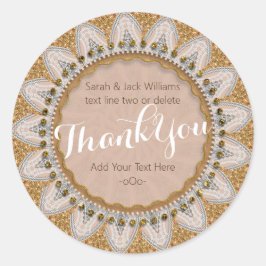 Adesivo Redondo Obrigado Lace edge Sunflower Glitter Russe