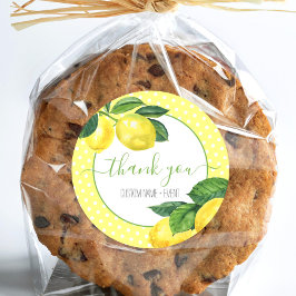 Adesivo Redondo Obrigado, limão, ponto de aquarela russa