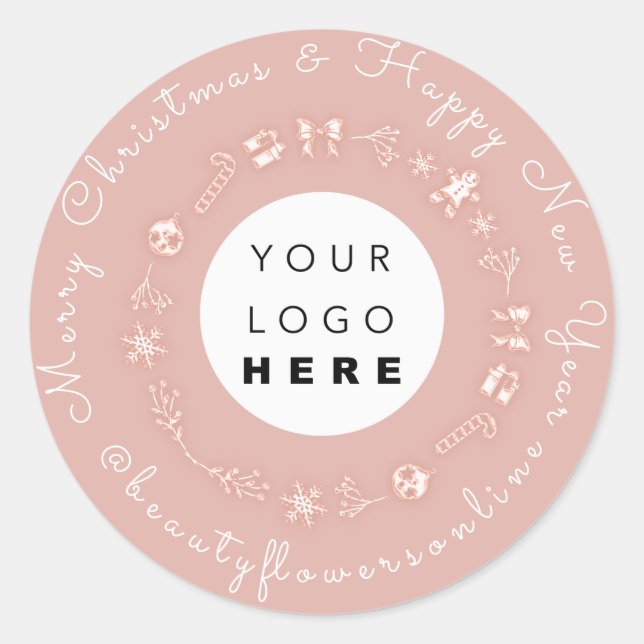 Adesivo Redondo Obrigado Logo Árvore de Natal Feliz Natal (Frente)