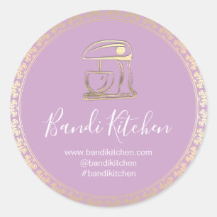 Adesivo Redondo Obrigado Logotipo Cozinhar Cozinha Chef BakeryPink