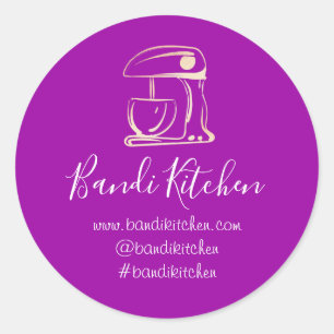 Adesivo Redondo Obrigado Logotipo Cozinhar Cozinha Padaria Dourada