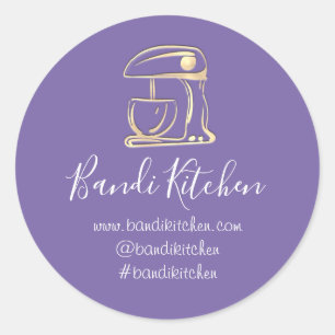 Adesivo Redondo Obrigado Logotipo Cozinhar Cozinha Padaria Dourada