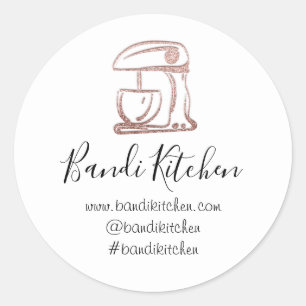 Adesivo Redondo Obrigado Logotipo Cozinhar Cozinha Robô Chef Bran