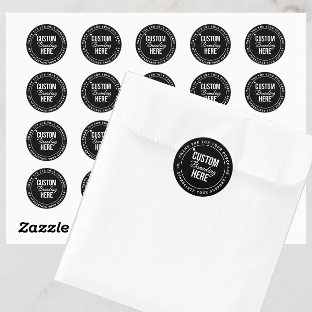 Adesivo Redondo Obrigado Logotipo Personalizado Black Small Busine (logo thank you sticker)