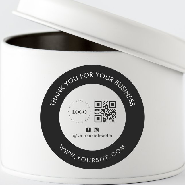 Adesivo Redondo Obrigado Logotipo Personalizado da Empresa Código  (Criador carregado)