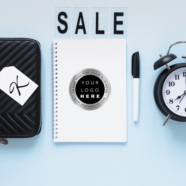 Adesivo Redondo Obrigado Logotipo Profissional Promocional Empresa (Thank You Professional Logo Promotional Business Classic Round Sticker)