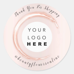 Adesivo Redondo Obrigado Logotipo Rosa para pequenas empresas onli