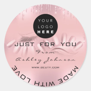 Adesivo Redondo Obrigado Logotipo Unhas Pisca Rosas Unidades de es