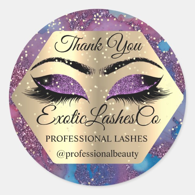 Adesivo Redondo Obrigado Makest Artist Eyes Blue Purple (Frente)