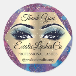 Adesivo Redondo Obrigado Makeup Artist Eyes Blue Rosa