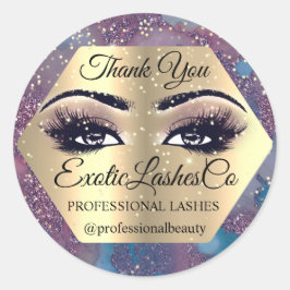 Adesivo Redondo Obrigado Makeup Artist Eyes Blue Rosa LASHES